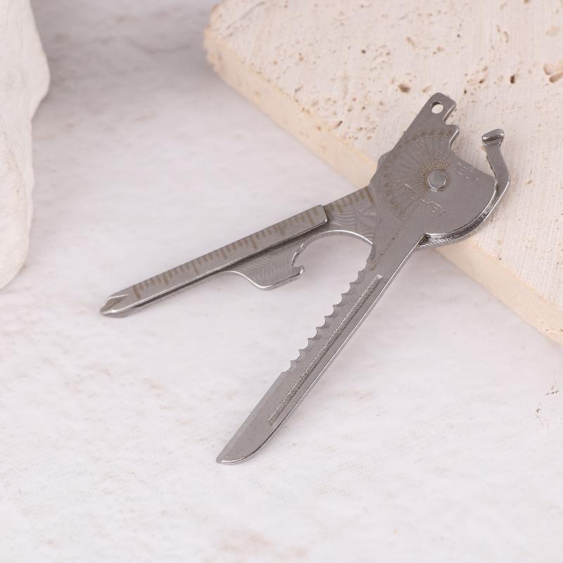 Portachiavi Multi-Tool 8-in-1 per Campeggio e Sopravvivenza | Cacciavite Pieghevole, Apribottiglie | Pinze Utili Compatte da Esterno con Chiave