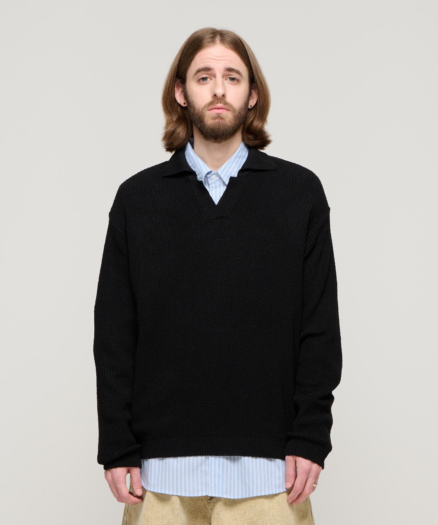 Cargo Bros Boucle Open Cara Knit (Black) Free