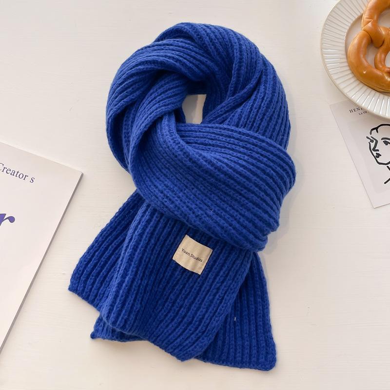 Maillard brown knitted wool small scarf women's winter warmth versatile high-end neck protection couple scarf