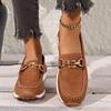Single-shoe Autumn Metal Chain Flat Shoes Thick-soled Casual Loafers