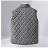 Solid Color Zipper Cardigan Pocket Stand Collar Plaid Sleeveless Men's Vest Casual Top