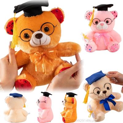 Non-Toxic 22Cm Cartoon Graduation Bear Plush Doll Pink Brown White Doctor Bear Animal Stuffed Toy Home Decoration Gift For Children And Children