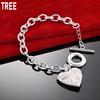 925 Sterling Silver Exquisite Art Love Side Chain Beautiful Bracelet Gift Jewelry
