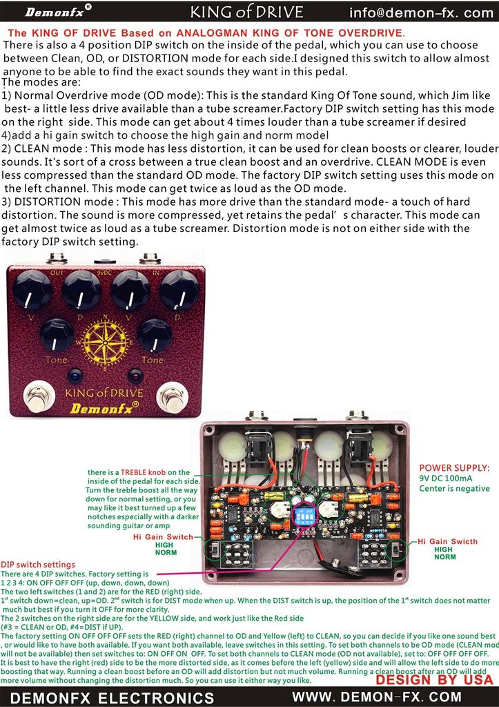Demonfx KING OF Overdrive Guitar Effector DRIVE/OverDrive