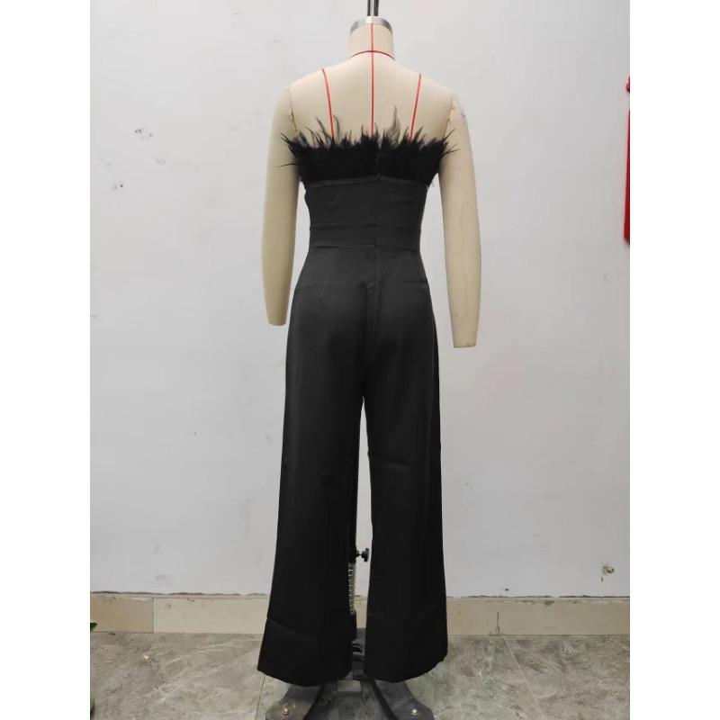 Damen Sommer Jumpsuit mit tiefem Ausschnitt und einer Schulter, rückenfrei, sexy
