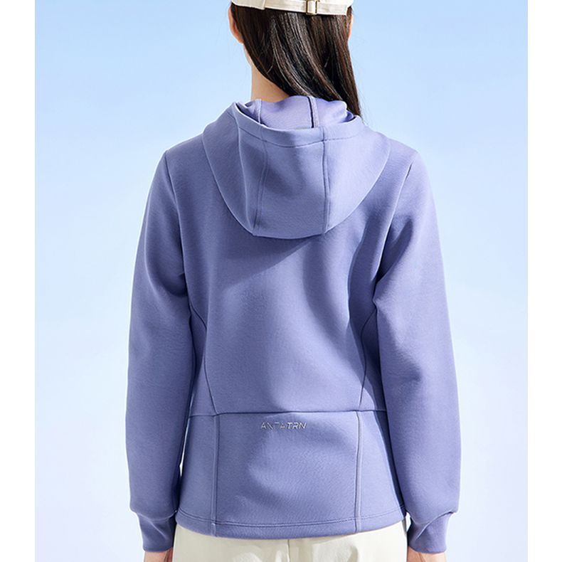 Anta Comprehensive Training Series Solid Color Zipper Hooded Long Sleeve Jacket Women Jackets Moran-Purple 162337717-2