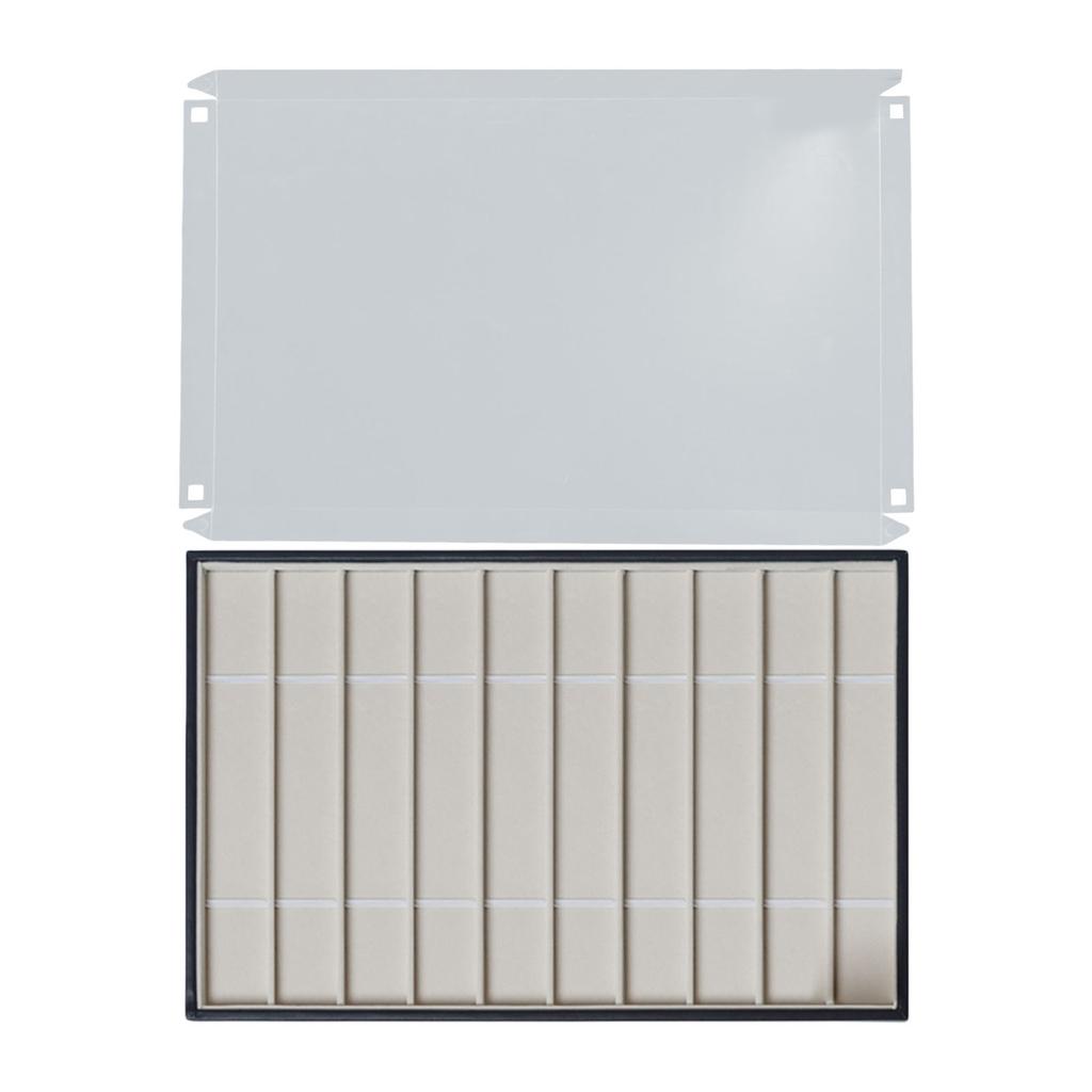 Bandeja de Armazenamento de Pulseiras de Relógio de 10 Compartimentos com Tampa Transparente para Pulseiras Colares Organizador de Joias Estojo de Exibição de Couro PU