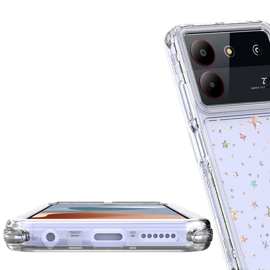 Pro ZTE Blade A34/A54 Pouzdro Průhledný Akrylový TPU Hybridní Kryt na Telefon s Laserově potištěnou Fólií