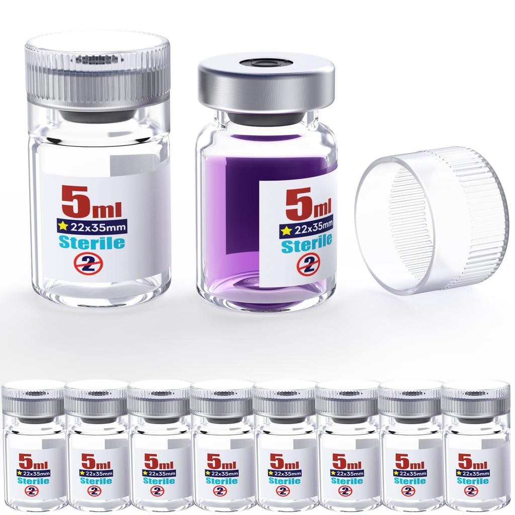 Sterile Empty Vials With Reuse Cap And 13 /20 mm Self Healing Injection Port,Buckle Glass Vials ,Sterile Package,Clear