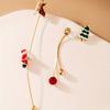 2pcs Elegant Christmas Tree Earrings - Alloy Dangle Earrings with Santa Claus & Snowman Design, Long Pendant for Holiday Parties