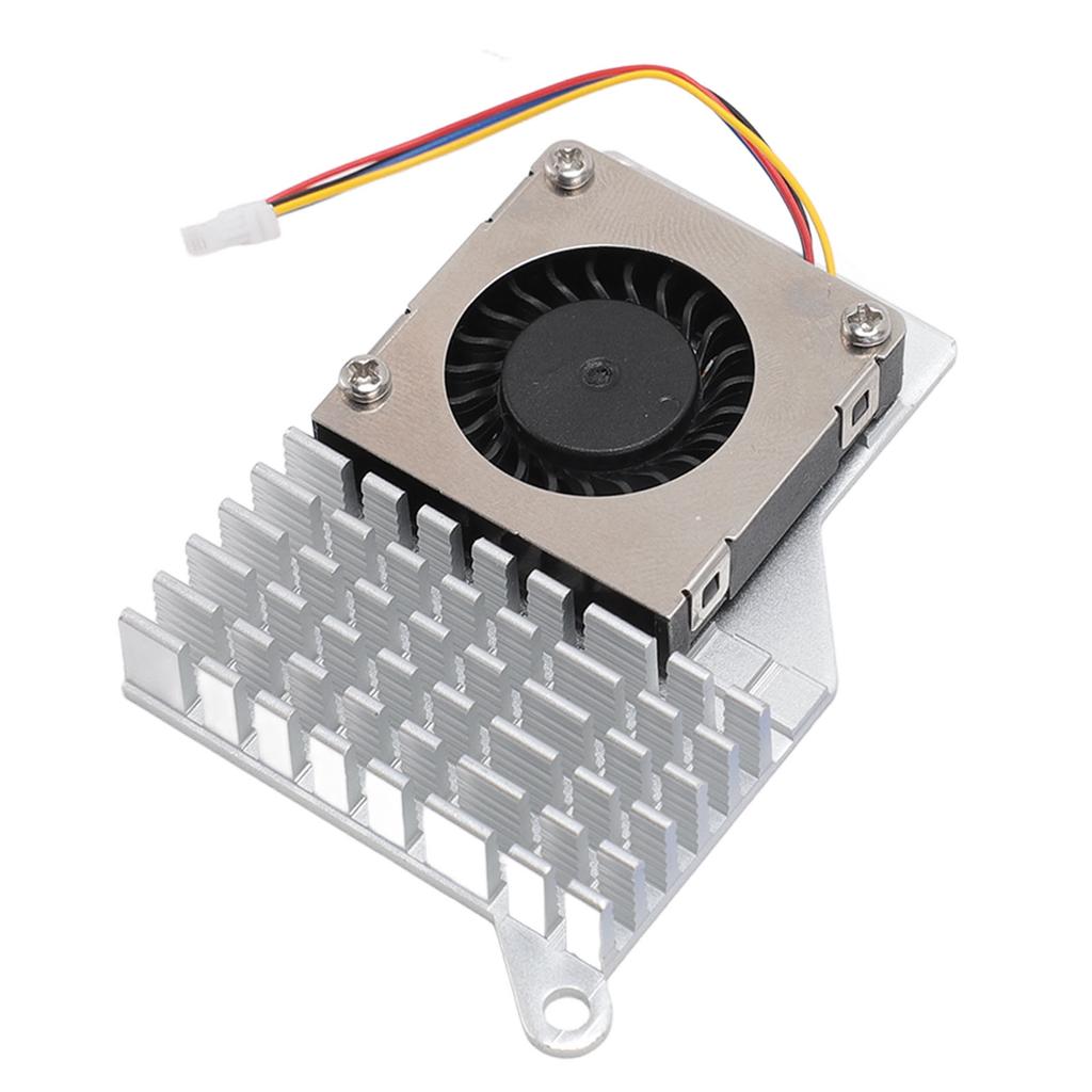 For RasPi 5 Active Cooler 4 Pin Connector Steady Running Aluminum Alloy Active Cooling Fan Silver