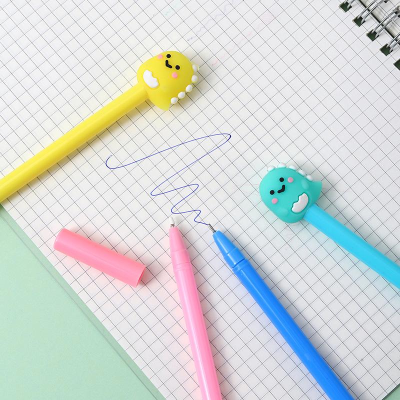 20Pcs Wholesale Creative Cartoon Soft Rubber Dinosaur Gender-neutral Pen, Student Cute Styling Signature Pen Office Supplies