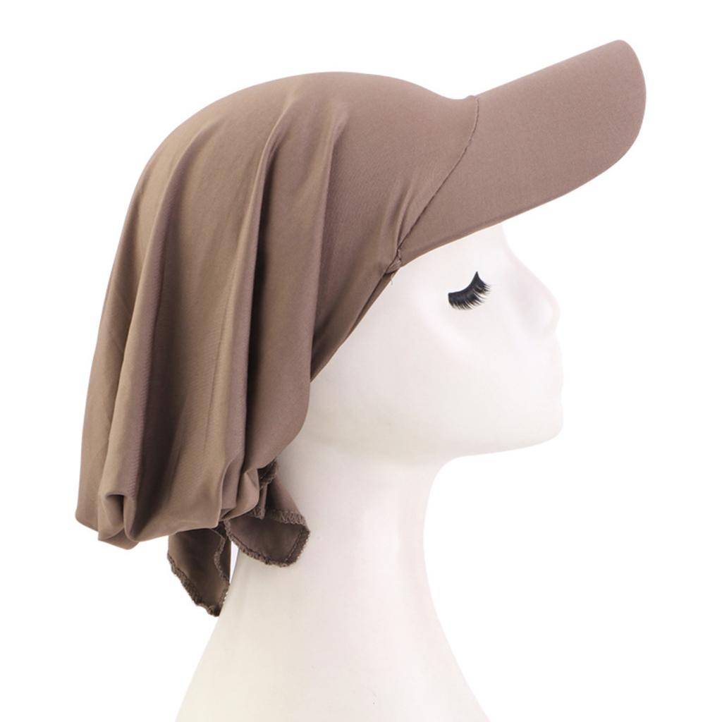 Cotton Outdoor Visor Hat with Attached Scarf Head Cover Adjustable Lightweight Sun Protection Cap for Women and Men