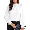 Women's Lace-Trimmed High-Neck Long-Sleeve Top Blouse