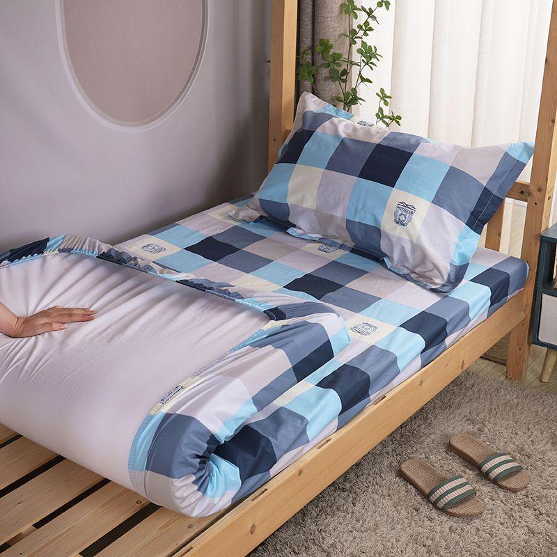 Single Pure Cotton Fitted Mattress Protector for Student Bunk Beds: Non-slip, Full Coverage Bed Sheet. Fitted Sheet 80x190