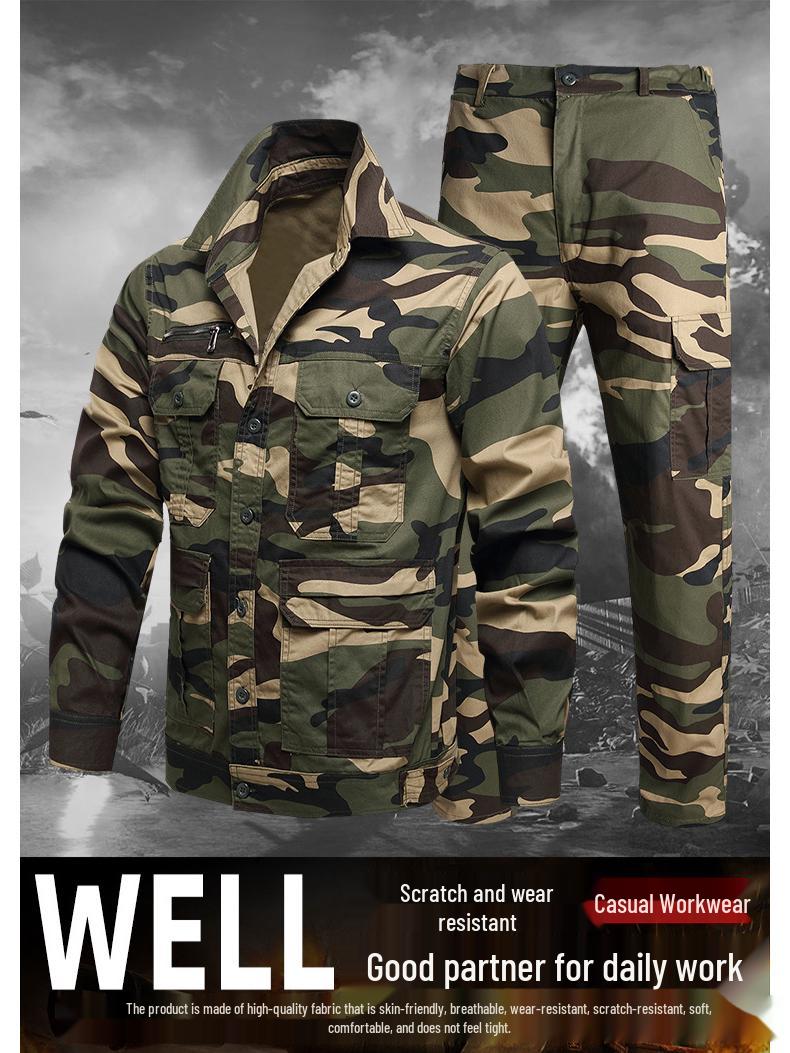 

Чоловічий літній бавовняний робочий одяг з камуфляжним принтом та довгим рукавом: Вогнестійкий, зносостійкий, ідеальний для зварювання та авторемонту 170 зелений/камуфляжний