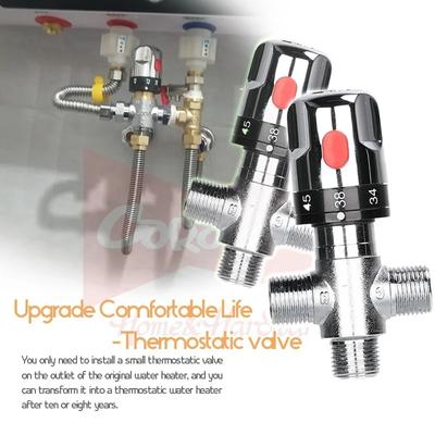 Brass Thermostatic Mixing Valve Silver Plating Bathroom Faucet Temperature Mixer Control Thermostatic Valve Home Improvement