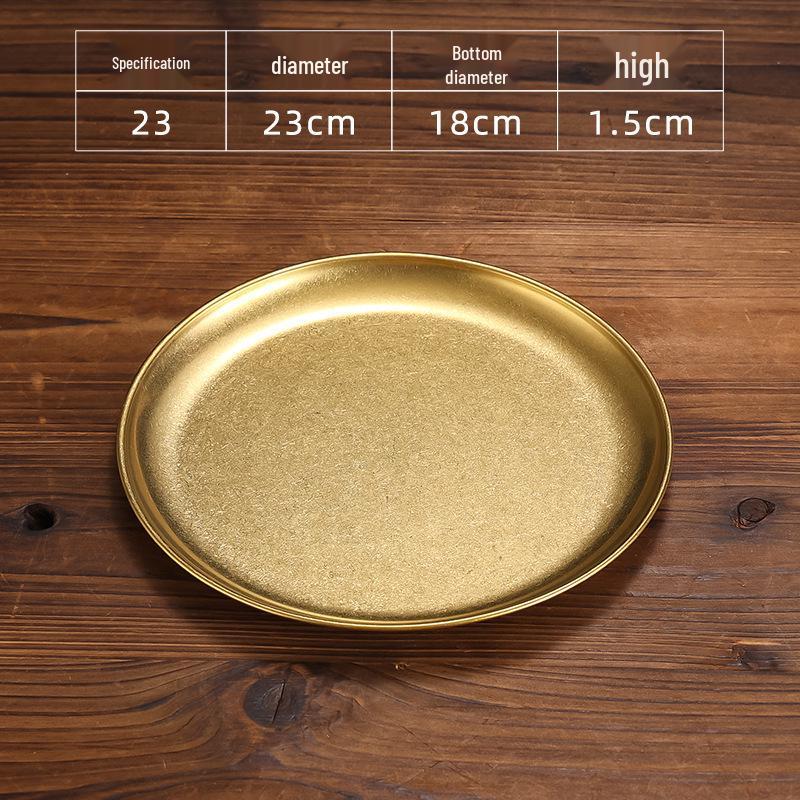 Retro Gold Stainless Steel Tableware Set: Rectangular Plate, Seasoning Dish, Bowl, Water Cup, Chopsticks, Spoon.