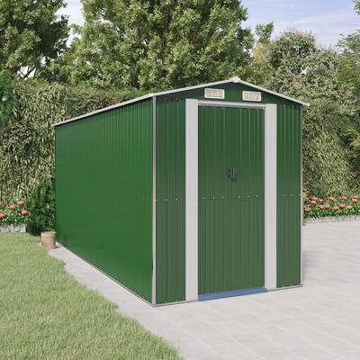 Vidaxl Garden Shed, Green, 192X440X223 Cm, Galvanized Steel