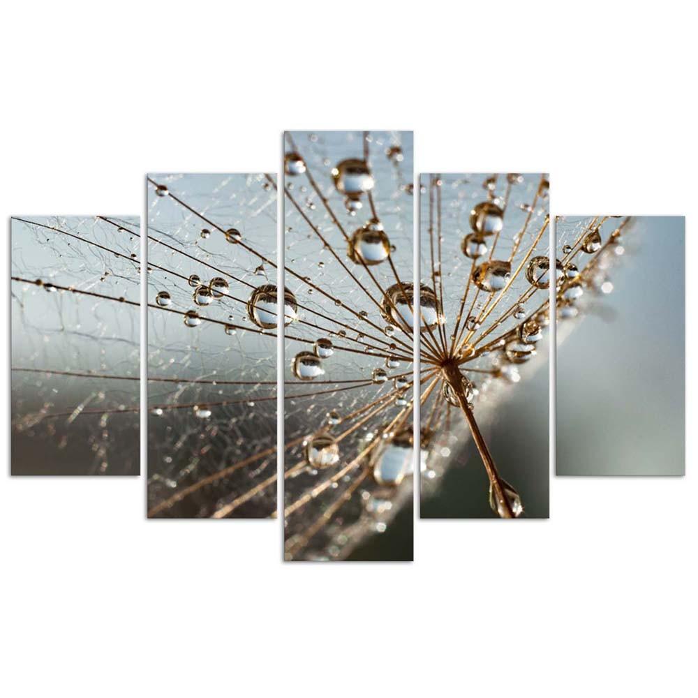 Five Piece Picture Canvas Print Blower Rose Grey