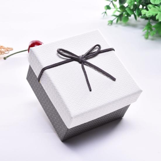 Rectangle Gift Box with Ribbon Bow Cushion Valentine's Day Bridesmaid Wedding Birthday Present Wrapping Box with Lid Portable Jewelry Packaging Box