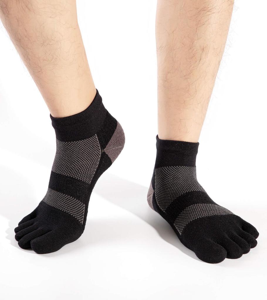 WIOIW Men's Coolmax Five-Toe Socks, Towel Fabric, Business, Thick Pile Sole, Sports, Running, Durable, 3-Pair Set