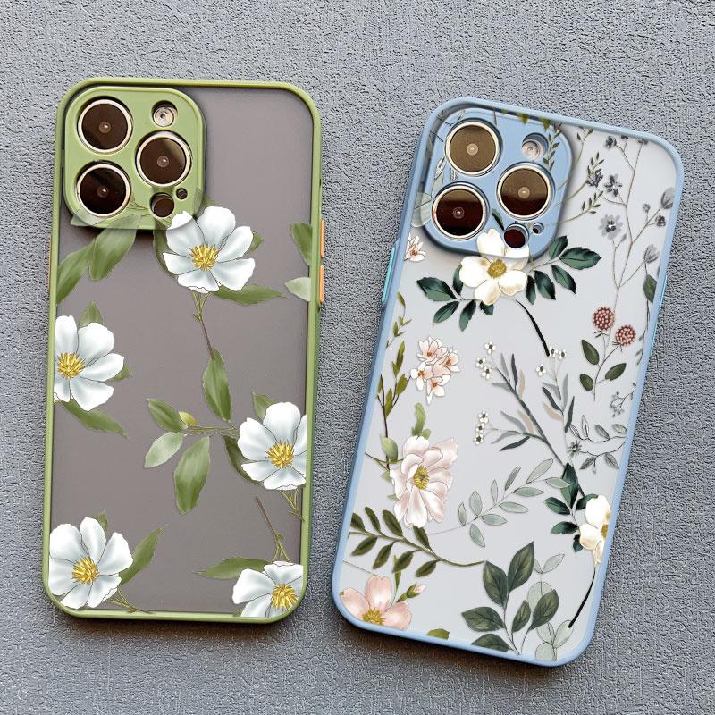 Fresh Small Flower Graphic Phone Case For iPhone 16 15 14 Pro Max Plus 17 Pro Max 13 Mini 12 11 Pro Max Shockproof Cover Fundas