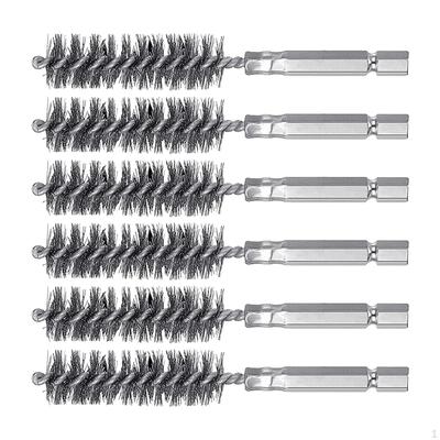 6 Piece Stainless Steel Bore Brush Wire Hex Shank Handle Rotary Easy To Use Flexible Cleaning