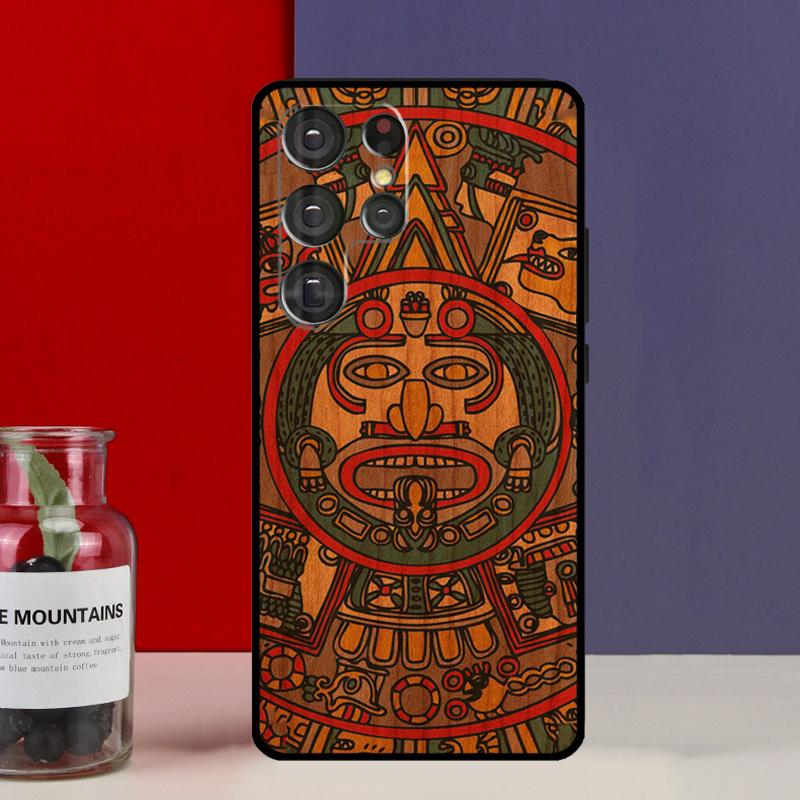 Mayan Calendar Wood Pattern Funda Case For Samsung Galaxy S25 Ultra S9 S10 S20 S21 S22 Plus S23 Ultra S24 FE Phone Cover