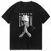 Camiseta con Estampado Gráfico de Rapper Eminem Verano 2025 Hombres Retro Algodón Puro Moda Hiphop Casual Holgada Mujeres