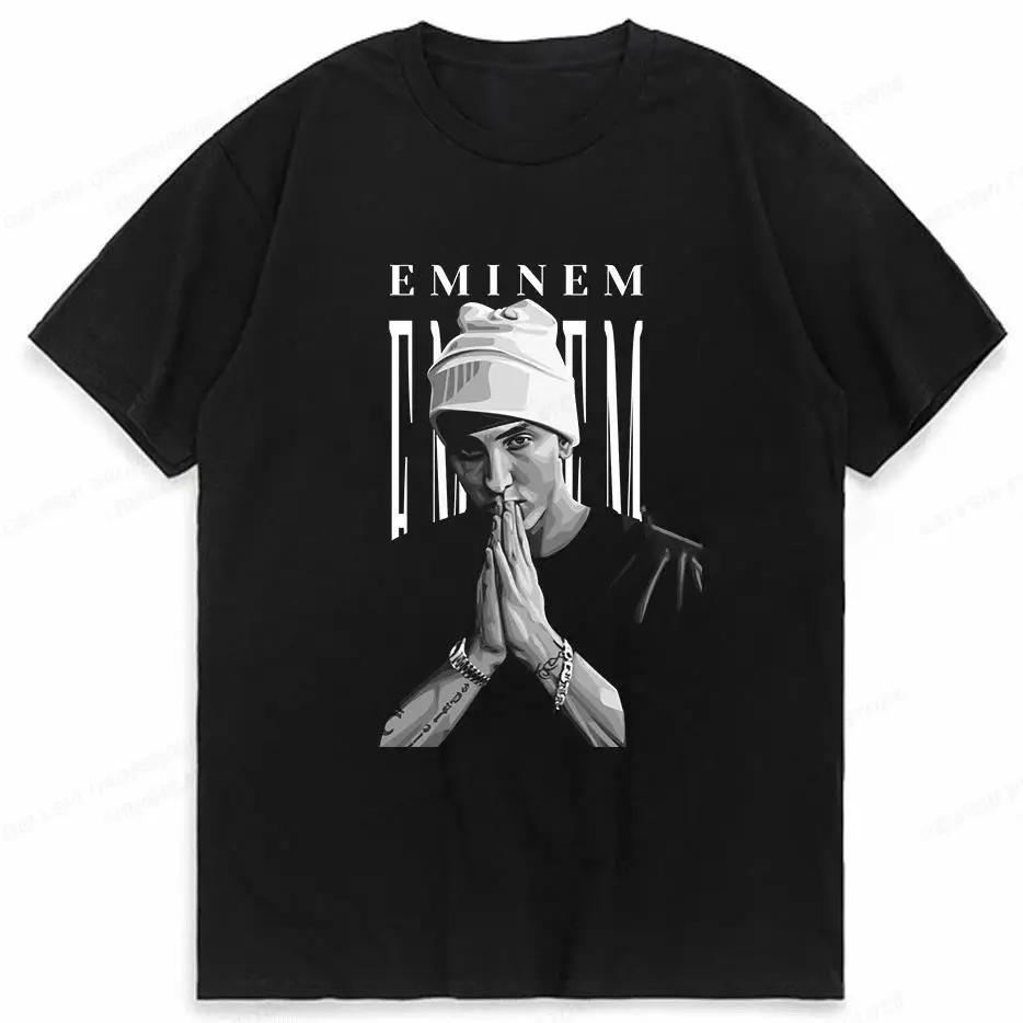 2025 Sommer Rapper Eminem Grafikbedrucktes T-Shirt Herren Retro Reine Baumwolle HipHop Mode Lässig Locker geschnittenes T-Shirt Damen