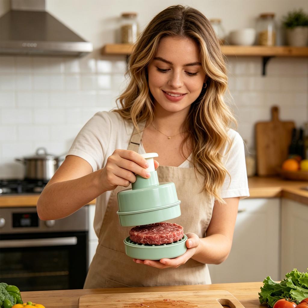 Multifunctional Kitchen Burger Press Meat Patty Maker Plastic Round Patty Mold Hamburger Patty Press for Homemade Cooking