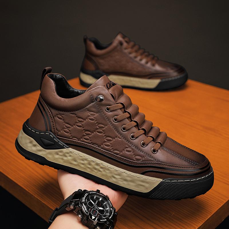 

Мода PARZVIAL 2024 Новая мужская мода повседневная кожаная обувь износостойкая спортивная обувь удобные кроссовки рабочая обувь Chaussure Homme 44 коричневый