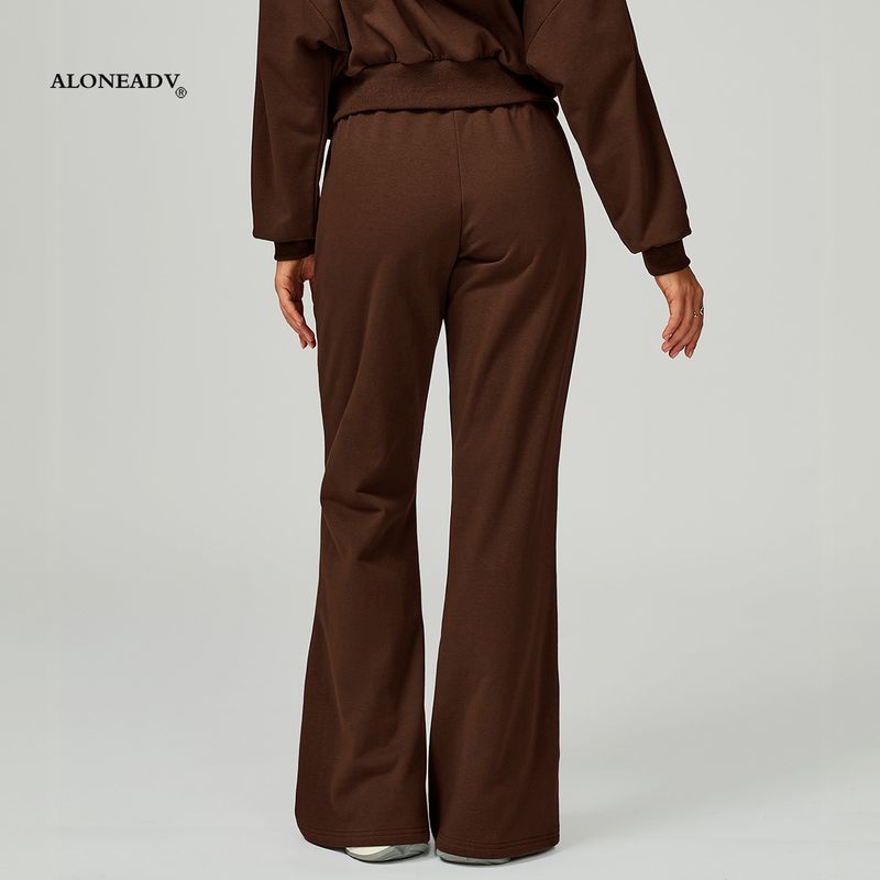 Aloneadv European and American High Waist Yoga Sweatpants Women Autumn Drawstring Straight Casual Trousers Fitness Loose Sweat pants