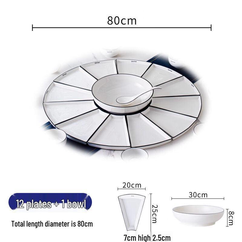 Daju Craftsman Nordic Fan-shaped Ceramic Divided Platter
