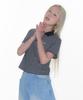 AMES-WORLDWIDE Basic Stripe Collar Tee Navy
