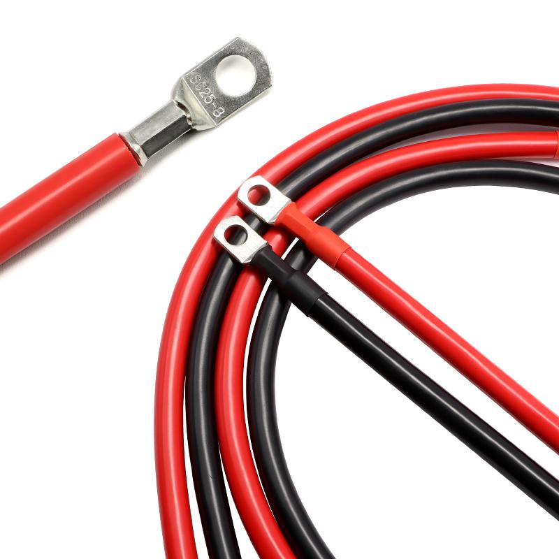 סט כבלי מצבר מהפך 8AWG 6AWG 4AWG עם מסופים 20/30/40/50/60 ס"מ כבל נחושת שזור לקרוואן חוט חיבור סולארי