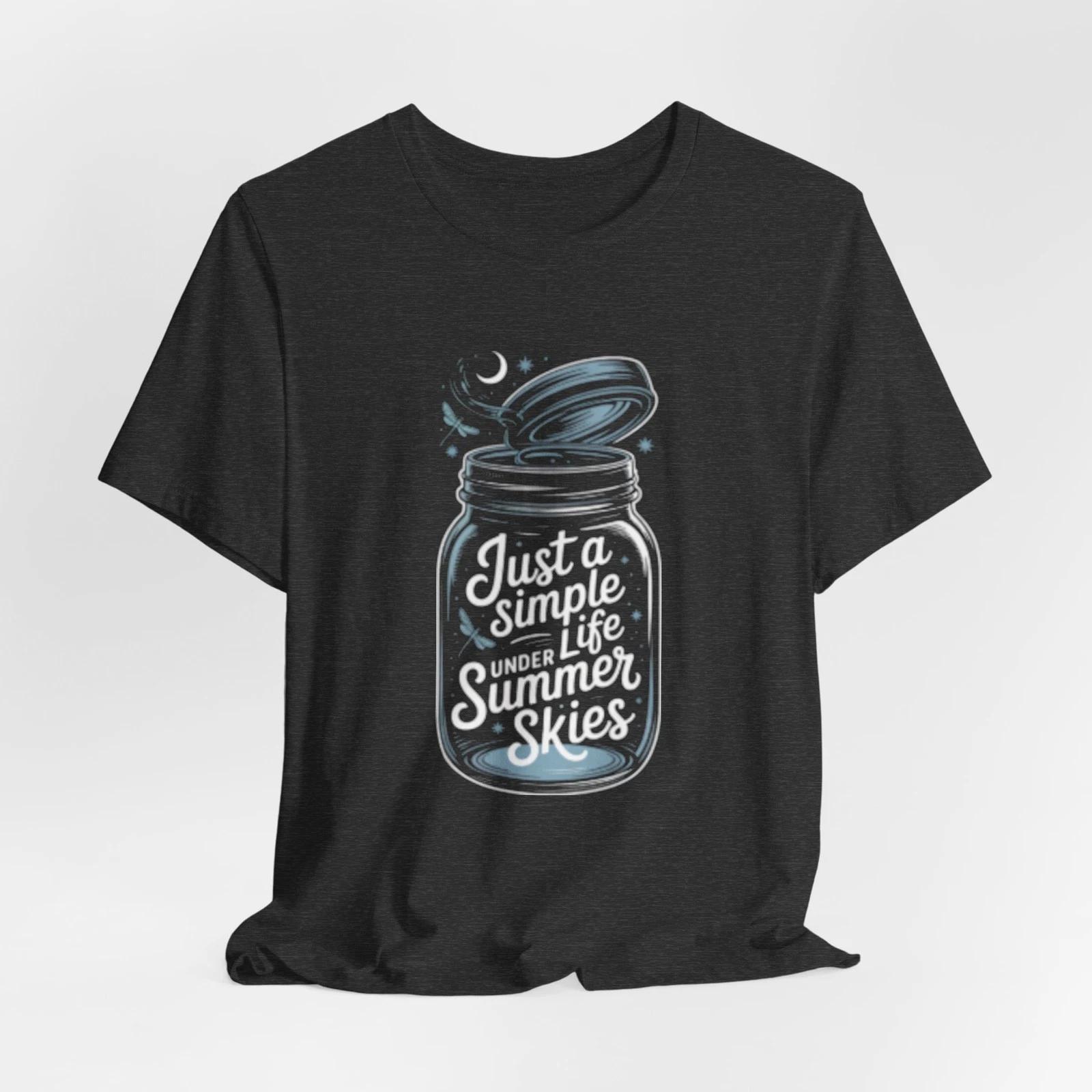 -Glass Jar Fireflies T-Shirt | Mason Jar Illustration Tee 2XL