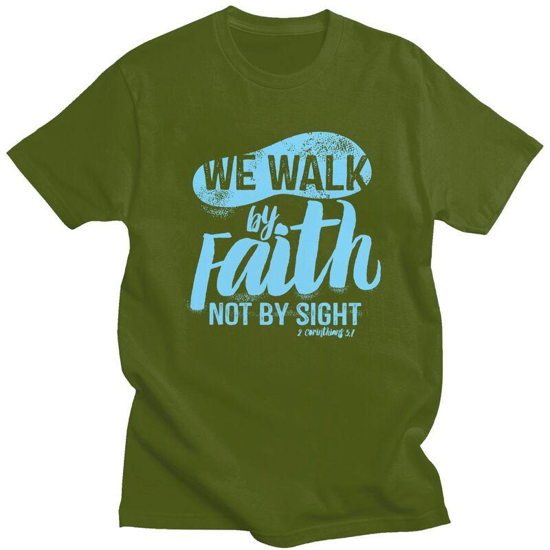 Custom Vintage Walk By Faith Not By Sight T Shirts Men Tshirt Casual Tee Tops Pure Cotton Oversized Tshirts Gift