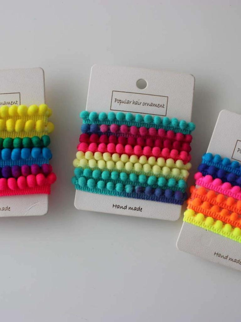 Rainbow Gradient Mini Pom-Pom Lace Trim - 1 Yard