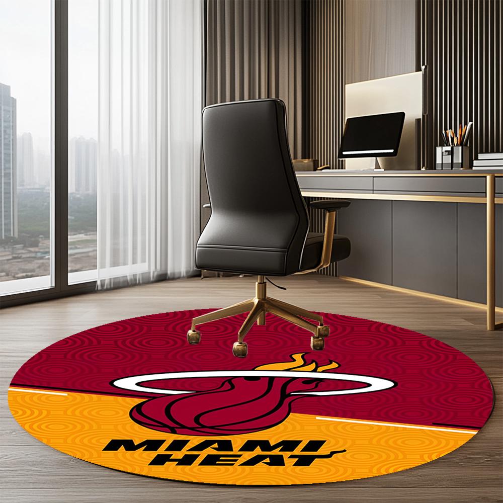 Miami Heat Printed Round Rug Carpet Chair Rug Area Rug Entryway Doormats,for Office Chair Living Room Bedroom Kitchen Room.