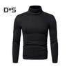 Vår Høst Menn Fitness Topp Slim Fit Høy krage Elastisk lange ermer Ensfarget Pullover Fitness Sport Topp Vinter bunnklær