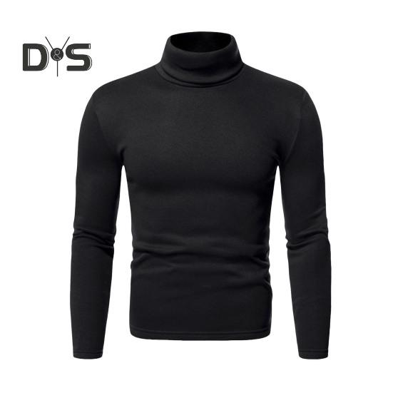 Vår Høst Menn Fitness Topp Slim Fit Høy krage Elastisk lange ermer Ensfarget Pullover Fitness Sport Topp Vinter bunnklær