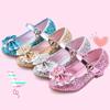 Princess Girls Shoes Party Dance Show Single Leather Shoes Bowtie Sequins Crystal Sandals Western Boutique Children'S High Heels