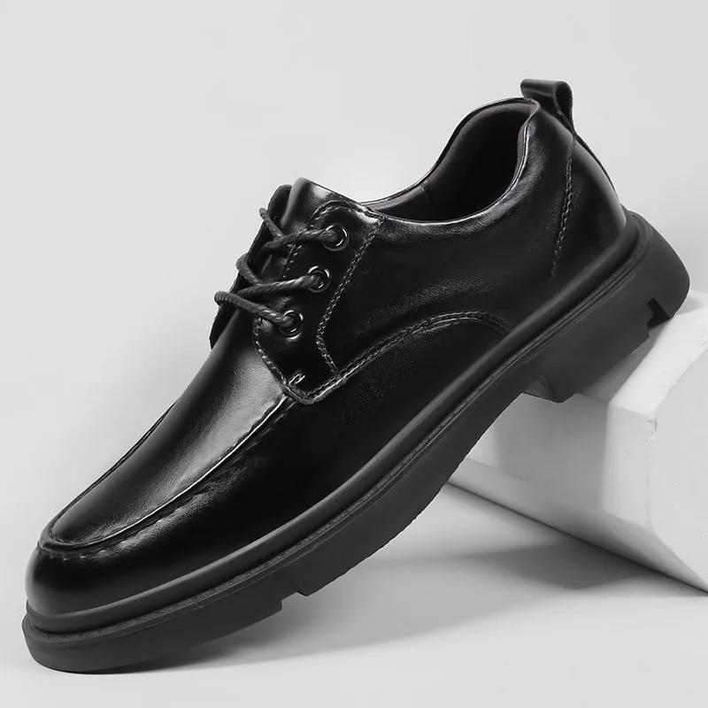 Pánské Oxfordské boty šněrovací pravá kůže britské pánské kancelářské boty pánská módní společenská obuv formální šněrovací černé boty pánské