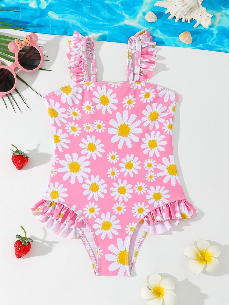 2026 European Girls' Printed One-Piece Swimsuit for Toddlers