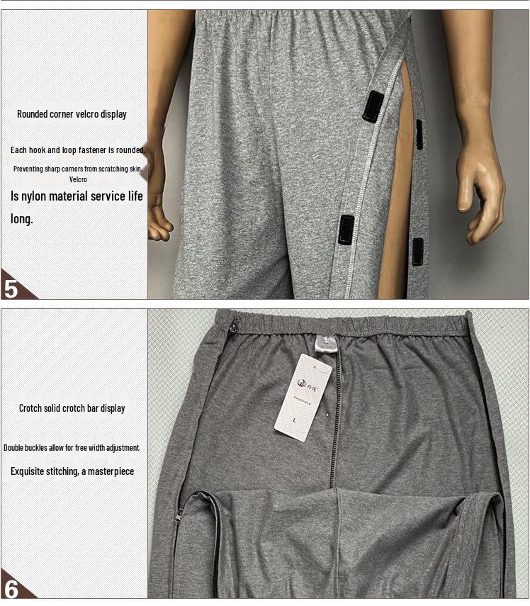 Easy-Wear Cotton Rehab Pants for Post-Surgery, Paralyzed, or Bedridden Men