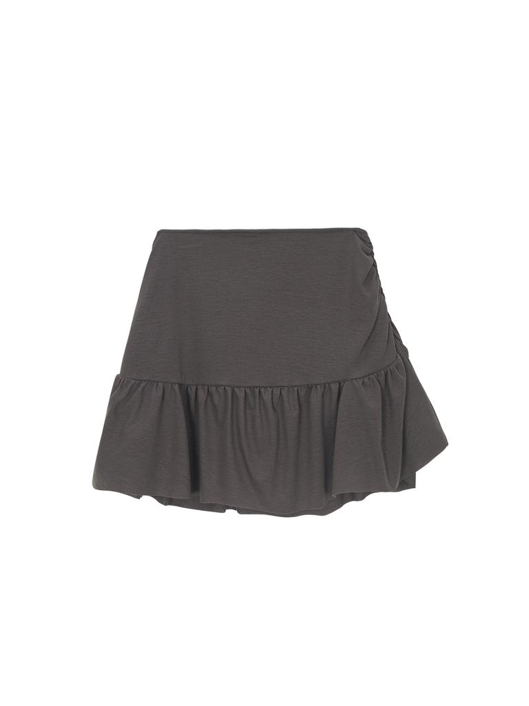 Salad Basket Ruffle Hem Skirt - Gray