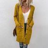 Fuzzy European & American Knitwear: Women's Long Cable Knit Button Cardigan, Autumn/Winter 2023 Edition.