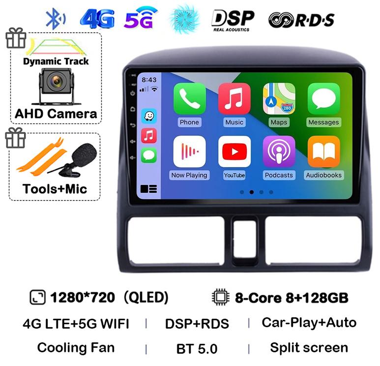 Android 14 Carplay Auto Car Radio For Honda CR-V CRV 2 2001-2006 Stereo GPS Multimedia Video Player WIFI+4G Head Unit Audio DSP